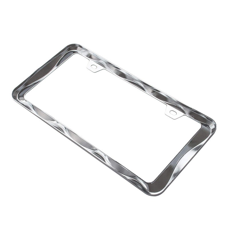 creathome 2Pcs Creathome 3D Curly Wave Pattern Chrome License Plate Frame from Pure Zinc Alloy Metal - Image 5